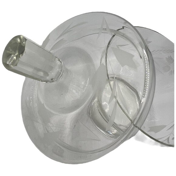 Vintage Engraved Floral Crystal Candy Dish with Lid Clear Glass READ - Picture 14 of 14